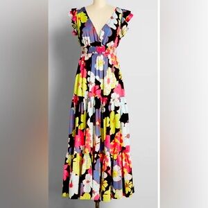Mod Cloth Size L bright floral maxi dress